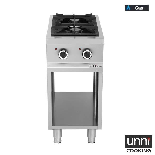 Fourneau gaz 2 feux vifs - 13 kW - L 400 x P 700 x H 850 mm - Unninox