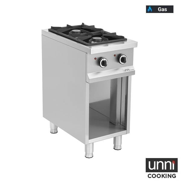 Fourneau gaz 2 feux vifs - 13 kW - L 400 x P 700 x H 850 mm - Unninox