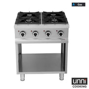 Fourneau gaz 4 feux vifs - 26 kW - L 700 x P 700 x H 850 mm - Unninox