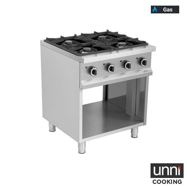 Fourneau gaz 4 feux vifs - 26 kW - L 700 x P 700 x H 850 mm - Unninox