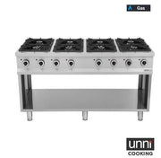 Fourneau gaz 8 feux vifs - 52 kW - L 1460 x P 700 x H 850 mm - Unninox