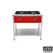 Crêpière gaz 2 feux 16 kW - poêles jusqu'à 400 mm - L 900 x P 600 x H 850 mm - Unninox
