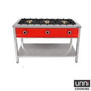 Crêpière gaz 3 feux 24 kW - poêles jusqu'à 400 mm - L 1290 x P 600 x H 850 mm - Unninox