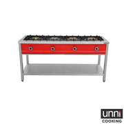 Crêpière gaz 4 feux 32 kW - poêles jusqu'à 400 mm - L 1685 x P 600 x H 850 mm - Unninox