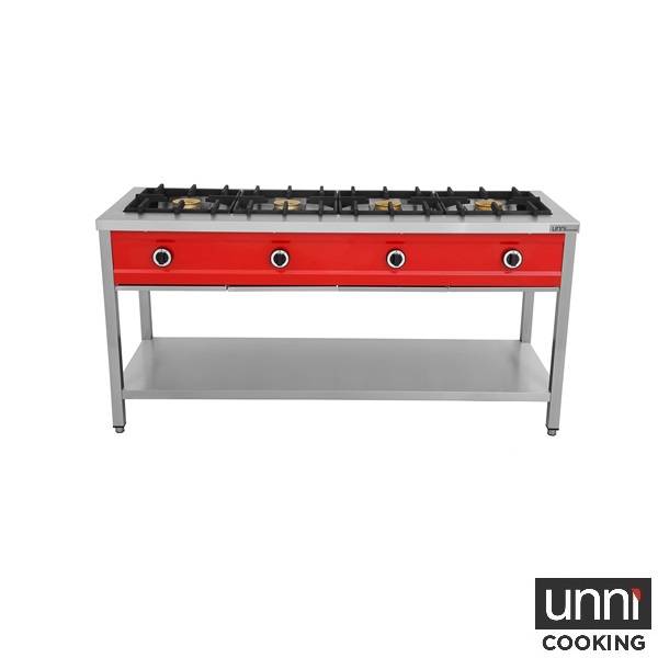 Crêpière gaz 4 feux 32 kW - poêles jusqu'à 400 mm - L 1685 x P 600 x H 850 mm - Unninox
