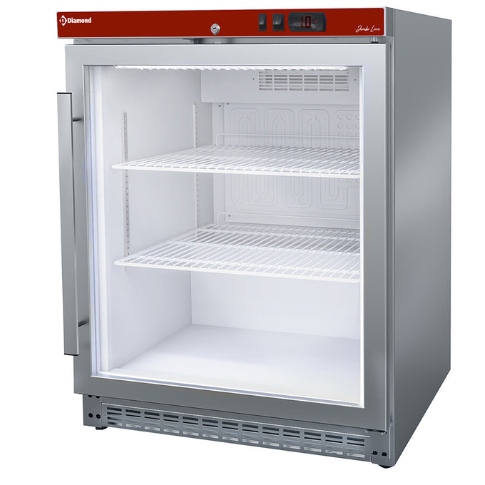 Armoire réfrigérée positive - Frigo ventilé, porte vitrée, 150 Lit. acier inox - Diamond