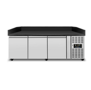 Table réfrigérée pizza 3 portes plan granit noir 580 L - L 2020 x P 800 x H 1000 mm - Unninox