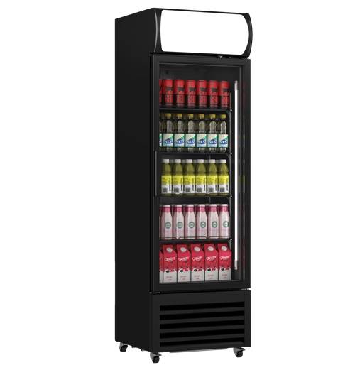 Armoire à boissons vitrée 1 porte - 375 L - noir - +1 à +10 °C - froid ventilé - L 610 x P 610 x H 1975 mm - Unninox