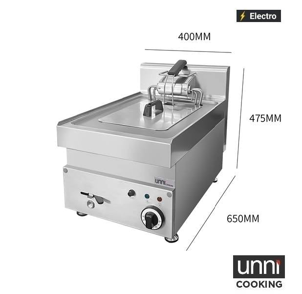 Friteuse électrique à poser 1 x 10 L - 10 kW 400 V - L 400 x P 650 x H 350 mm - Unninox