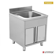 Meuble plonge inox 1 bac portes coulissantes - L 800 x P 700 x H 850 mm - Unninox
