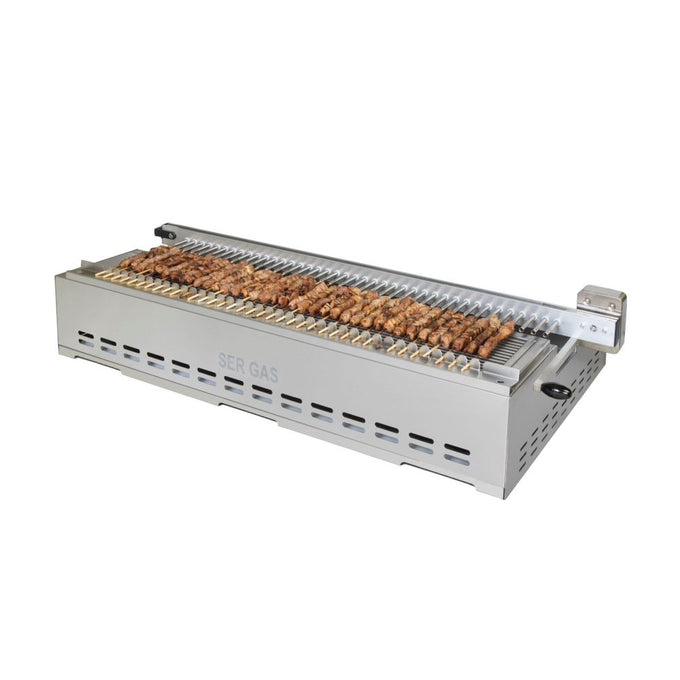 Grill à brochettes charbon de bois rotatif 40 positions - 1240 x 470 mm - SK40 - SER GAS - vue 1