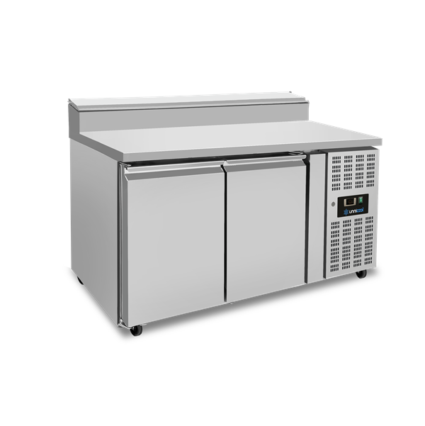 Saladette réfrigérée ventilée avec couvercles - 2 portes - 6 x GN 1/3 - L 1360 x P 700 x H 1085 mm - Unninox