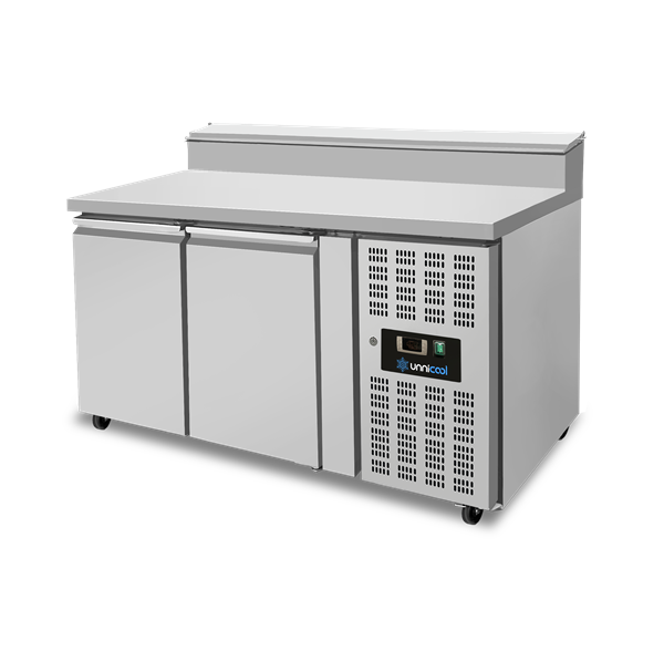 Saladette réfrigérée ventilée avec couvercles - 2 portes - 6 x GN 1/3 - L 1360 x P 700 x H 1085 mm - Unninox