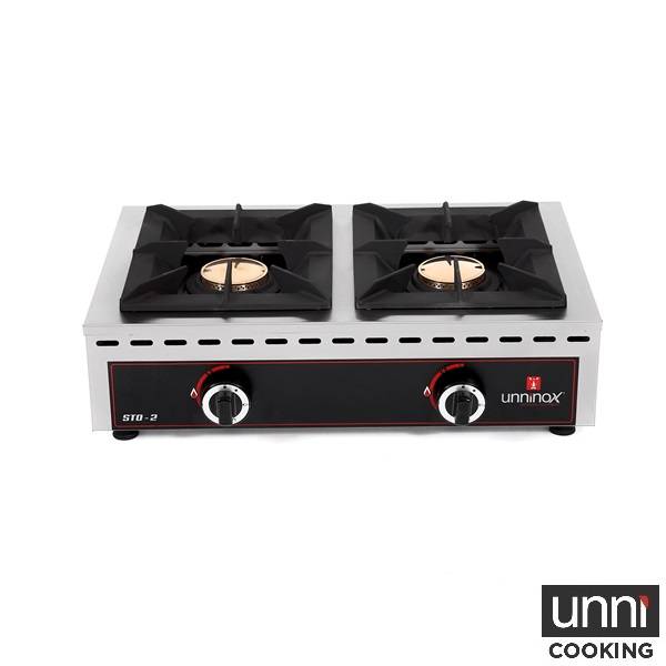 Réchaud gaz à poser 2 feux 2 x 7 kW - L 690 x P 510 x H 200 mm - Unninox