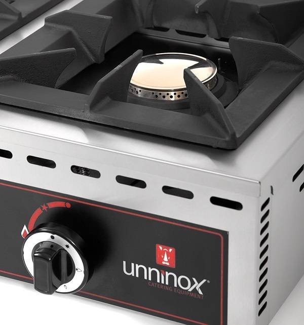Réchaud gaz à poser 2 feux 2 x 7 kW - L 690 x P 510 x H 200 mm - Unninox