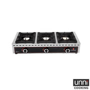 Réchaud gaz à poser 3 feux 3 x 7 kW - L 1010 x P 510 x H 200 mm - Unninox