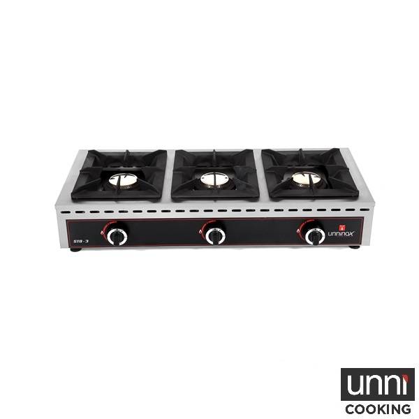 Réchaud gaz à poser 3 feux 3 x 7 kW - L 1010 x P 510 x H 200 mm - Unninox
