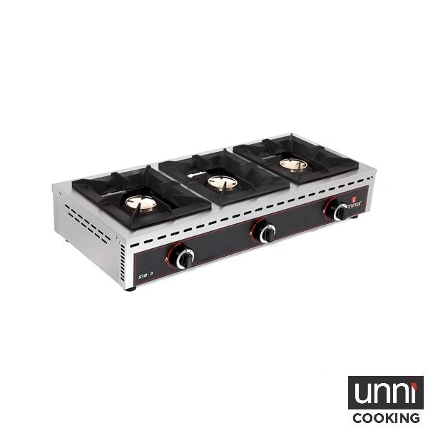 Réchaud gaz à poser 3 feux 3 x 7 kW - L 1010 x P 510 x H 200 mm - Unninox