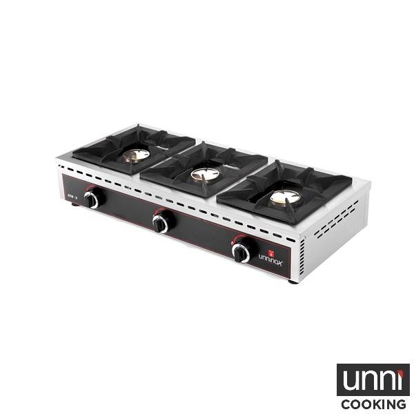 Réchaud gaz à poser 3 feux 3 x 7 kW - L 1010 x P 510 x H 200 mm - Unninox