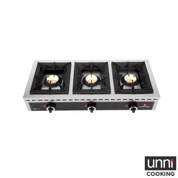 Réchaud gaz à poser 3 feux 3 x 7 kW - L 1010 x P 510 x H 200 mm - Unninox