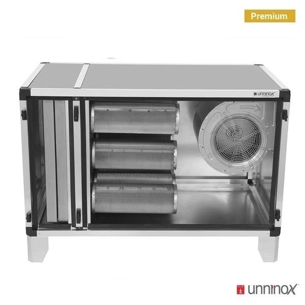 Caisson de purification d'air extrait avec moteur - 4000 m³/h - L 1500 x P 790 x H 790 mm - Unninox