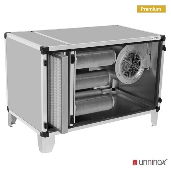 Caisson de purification d'air extrait avec moteur - 4000 m³/h - L 1500 x P 790 x H 790 mm - Unninox