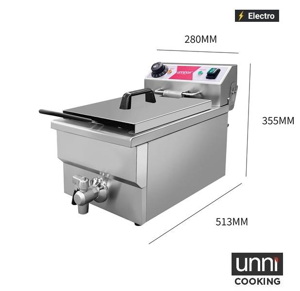 Friteuse électrique à poser 1 x 8 L - 3,25 kW 230 V - L 310 x P 525 x H 355 mm - Unninox