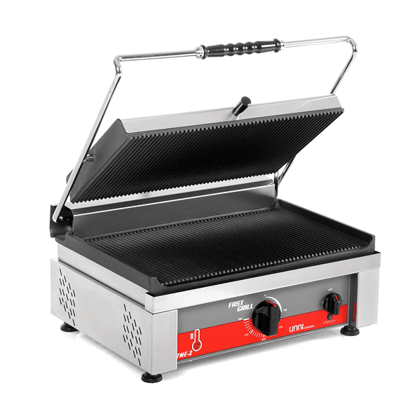 Grill panini contact fonte rainurée - surface 460 x 300 mm - 3 kW 230 V - Unninox