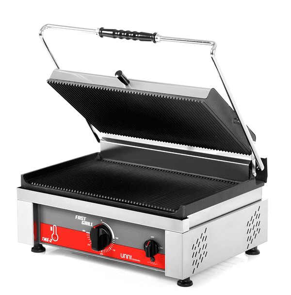 Grill panini contact fonte rainurée - surface 460 x 300 mm - 3 kW 230 V - Unninox