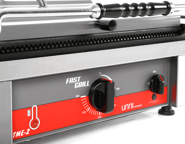 Grill panini contact fonte rainurée - surface 460 x 300 mm - 3 kW 230 V - Unninox