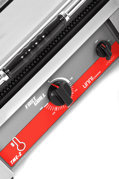 Grill panini contact fonte rainurée - surface 460 x 300 mm - 3 kW 230 V - Unninox