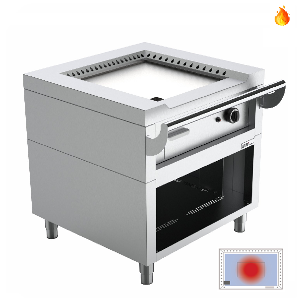Plancha teppanyaki gaz 8,5 kW 1 brûleur - L 800 x P 770 x H 850 mm - Unninox
