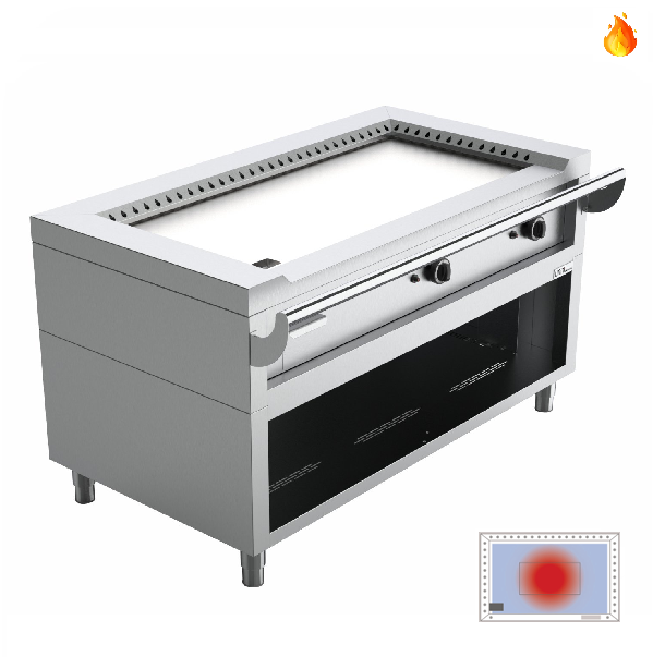 Plancha teppanyaki gaz 8,5 kW 1 brûleur - L 1440 x P 770 x H 850 mm - Unninox