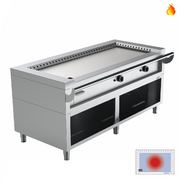 Plancha teppanyaki gaz 17 kW 2 brûleurs - L 1740 x P 770 x H 850 mm - Unninox