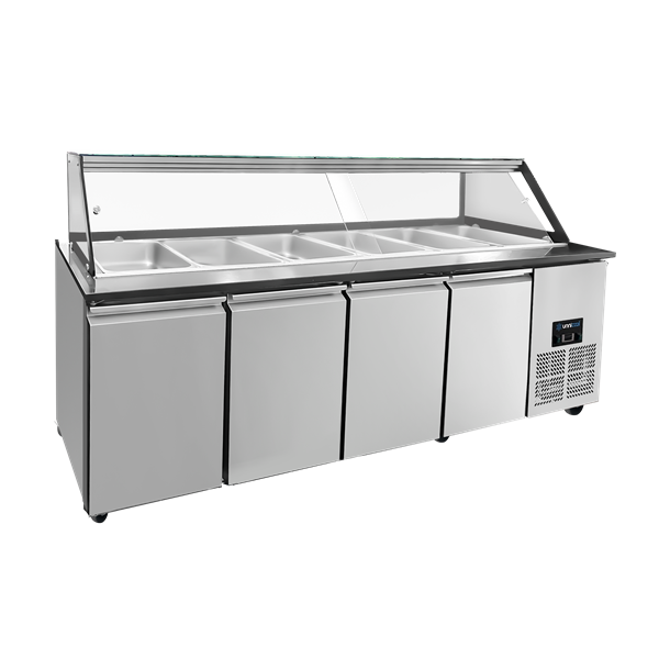 Saladette réfrigérée ventilée - 6 x GN 1/1 - 0/+8 °C - L 2230 x P 820 x H 855 mm - Unninox