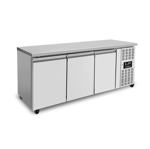 Table réfrigérée positive 3 portes GN 1/1 sans dosseret - L 1790 x P 700 x H 850 mm - Unninox