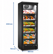 Congélateur vitré 1 porte - 800 L - de -22 à -18 °C - 5 clayettes - L 800 x P 750 x H 2030 mm - Unninox