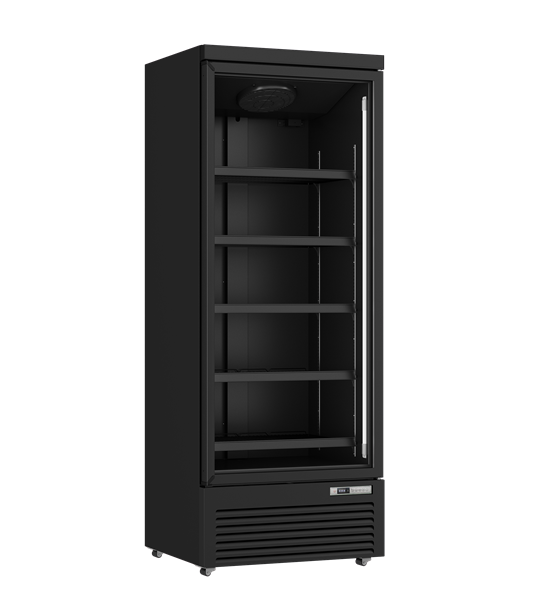 Armoire réfrigérée positive vitrée - 614 L - noir - 0 à +10 °C - froid ventilé - L 750 x P 710 x H 2003 mm - Unninox