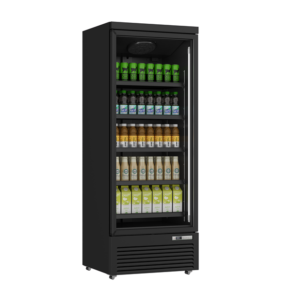 Armoire réfrigérée positive vitrée - 614 L - noir - 0 à +10 °C - froid ventilé - L 750 x P 710 x H 2003 mm - Unninox
