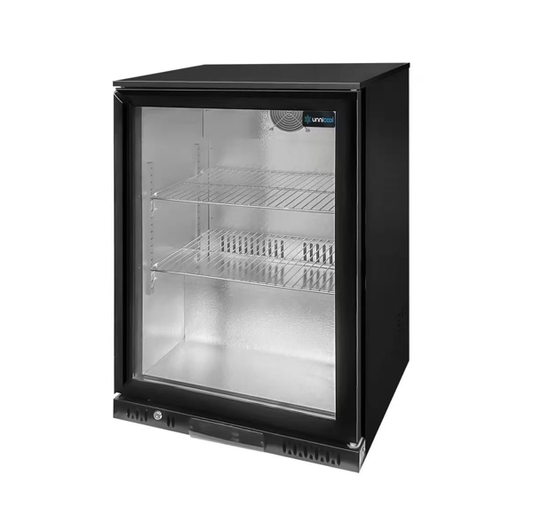 Arrière-bar réfrigéré 1 porte vitrée - 138 L - noir - +2 à +10 °C - L 600 x P 525 x H 900 mm - Unninox