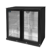 Arrière-bar réfrigéré 2 portes vitrées - 200 L - noir - +2 à +10 °C - L 900 x P 525 x H 900 mm - Unninox