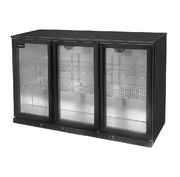 Arrière-bar réfrigéré 3 portes vitrées - 300 L - noir - +2 à +10 °C - L 1350 x P 525 x H 900 mm - Unninox