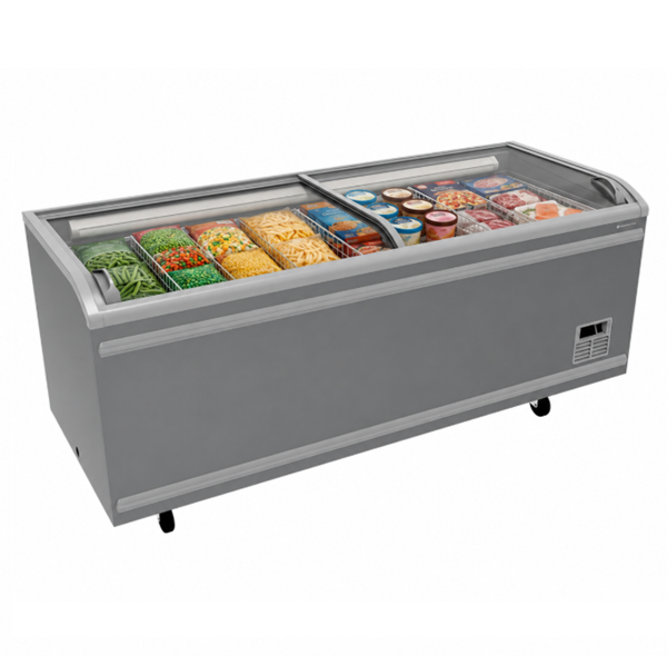 Congélateur coffre de supermarché 850 L - gris - de -18 à -24 °C - 365 W - L 2155 x P 861 x H 850 mm - Unninox