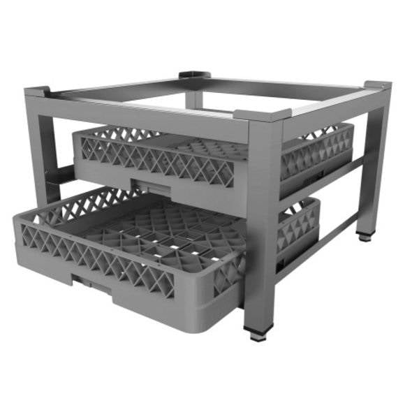 Support inox pour lave-vaisselle - 2 paniers 500 x 500 - L 610 x P 610 x H 400 mm - Unninox