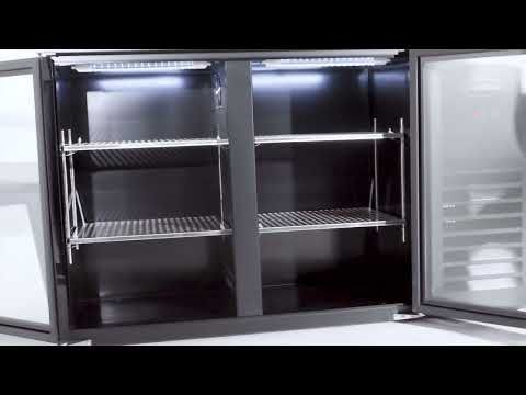 Arrière-bar réfrigéré 2 portes vitrées, noir - L 1434 x P 520 x H 860 mm - Combisteel