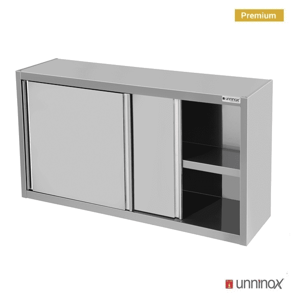 Armoire inox suspendue 2 portes coulissantes - L 1600 x P 400 x H 660 mm - Unninox