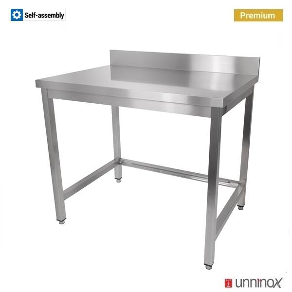 Table inox avec dosseret sans étagère basse - L 2000 x P 700 x H 850 mm - Unninox