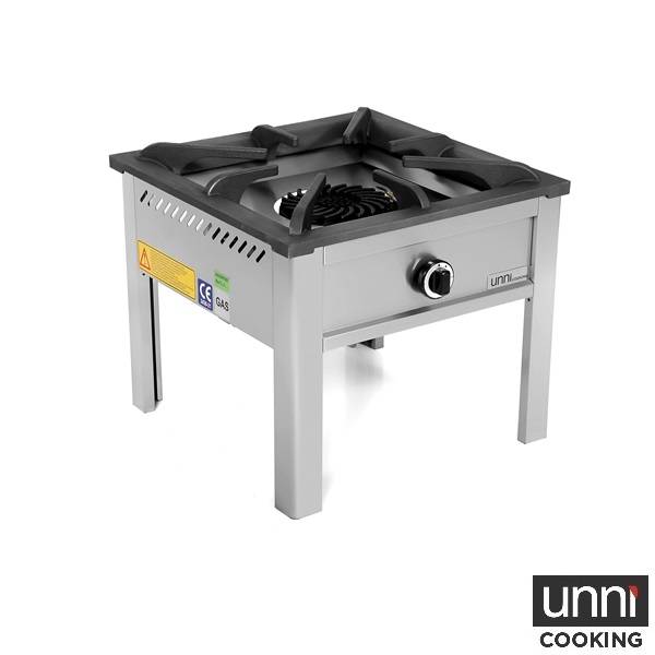 Réchaud gaz à poser 1 feu - 12 kW - L 600 x P 600 x H 530 mm - Unninox