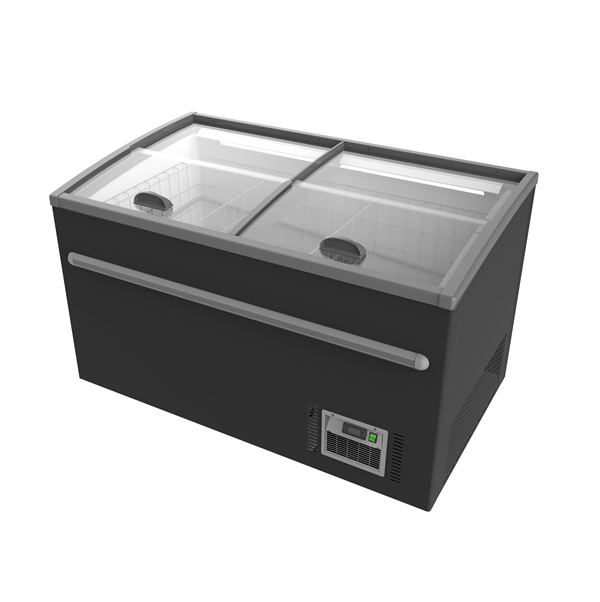 Congélateur coffre supermarché 530 L - couvercles vitrés coulissants - de -18 à -22 °C - L 1450 x P 850 x H 870 mm - Unninox