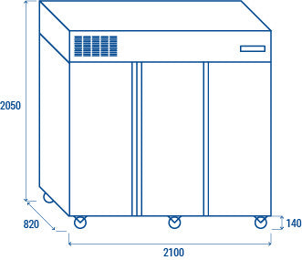 Armoire réfrigérée GN2/1 RC 1850 capacité 1900 L -2° à +8°C 1120 W 288 kg - Cool Head 2100x820x2050 mm Coolhead - vue 5 - Armoire réfrigérée positive pro CHR - Cuistéo